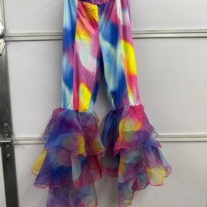 Colorful Tie-Dye Ruffle Pants MamaMia 70’s Disco
